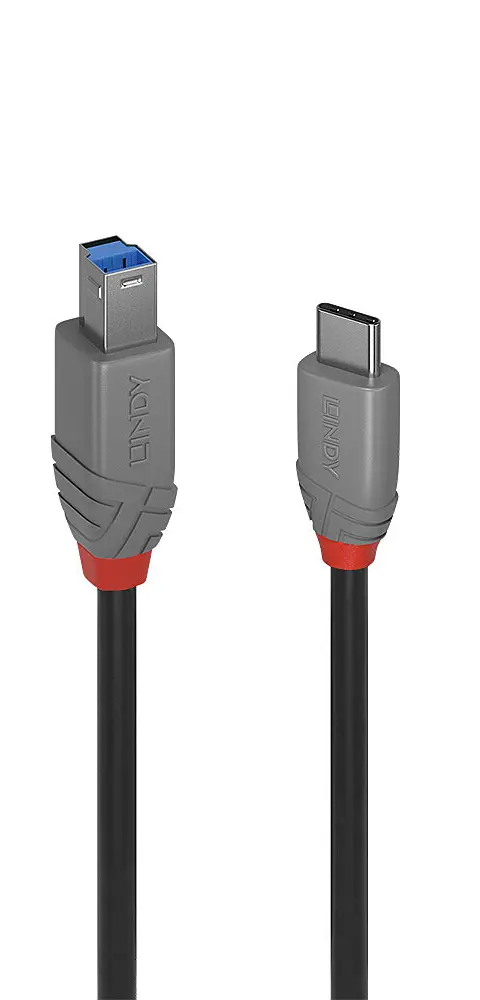 Lindy 0.5m USB 3.2 Type C to B Cable, 5Gbps, Anthra Line