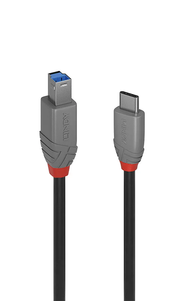 Lindy 0.5m USB 3.2 Type C to B Cable, 5Gbps, Anthra Line