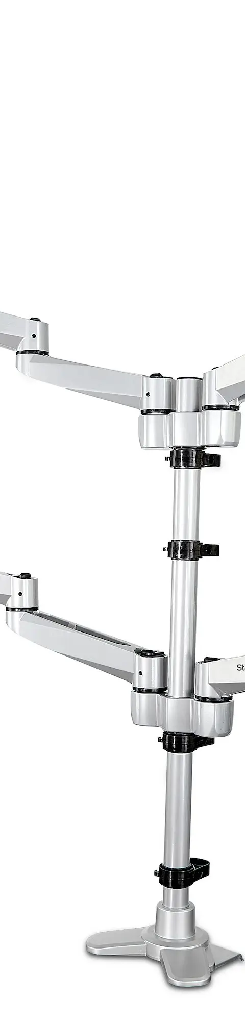 StarTech.com Desk Mount Quad Monitor Arm – Premium Articulating VESA 4 Monitor Mount 2x2 up to 30" – Ergonomic Height Adjustable Pole Mount - Tilt/Swivel/Rotate - C-Clamp/Grommet - Silver