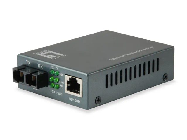 LevelOne RJ45 to SC Fast Ethernet Media Converter, Single-Mode Fiber, 1550nm, 120km