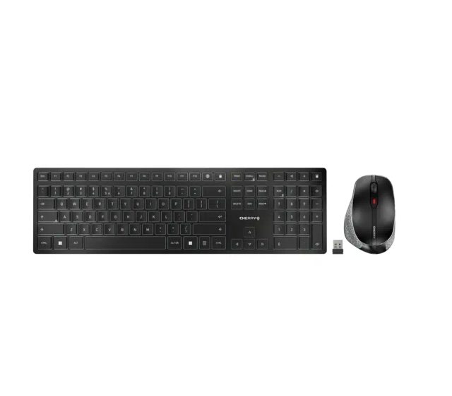 CHERRY DW 9500 SLIM keyboard Mouse included Universal RF Wireless + Bluetooth QWERTY Spanish Black, Grey