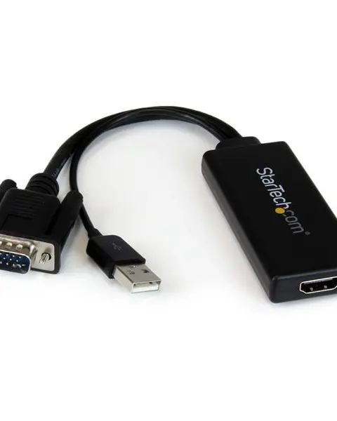 StarTech.com VGA to HDMI Adapter with USB Audio & Power – Portable VGA to HDMI Converter – 1080p