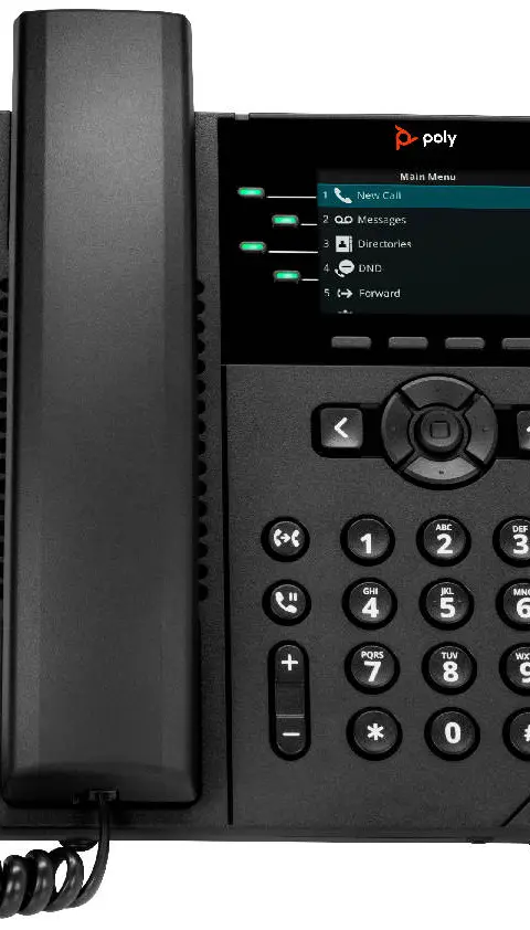 HP Poly VVX 250 4-Line IP Phone and PoE-enabled