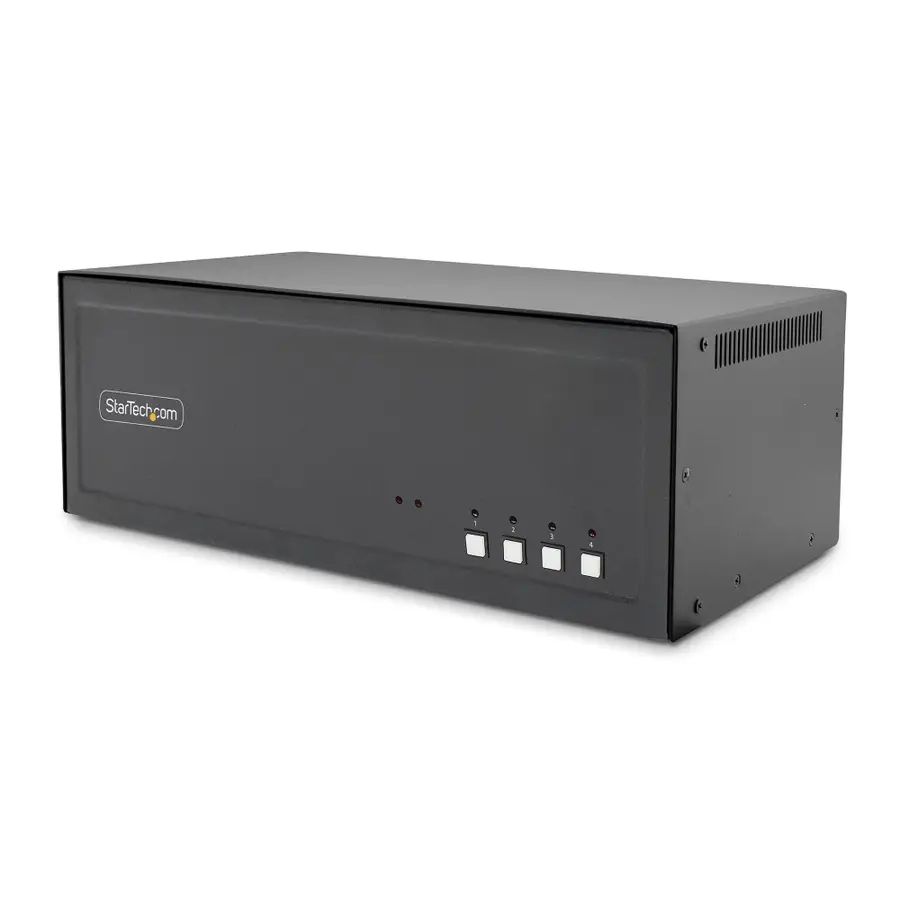 StarTech.com Secure 4-Port Quad-Monitor KVM Switch, DVI, NIAP 4.0 Desktop KVM for Keyboard / Mouse, Metal Housing, CAC Port, Made in the USA