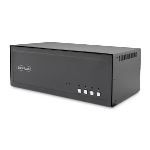 StarTech.com Secure 4-Port Quad-Monitor KVM Switch, DVI, NIAP 4.0 Desktop KVM for Keyboard / Mouse, Metal Housing, CAC Port, Made in the USA