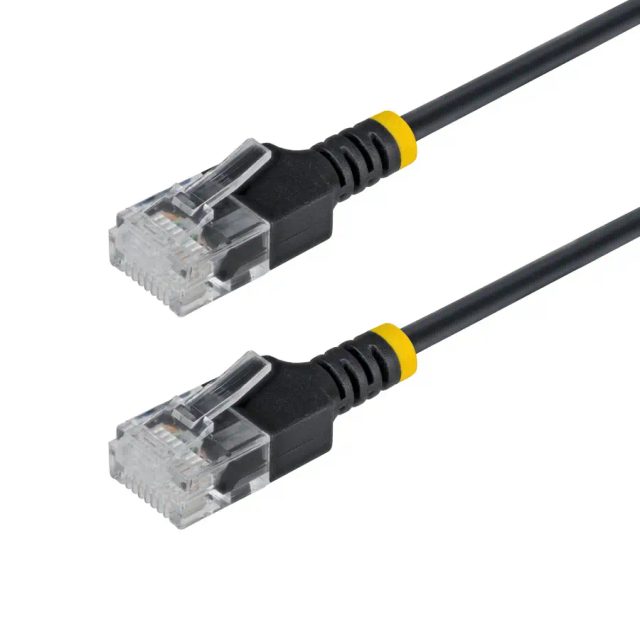 StarTech.com 1m Black Ultra Slim CAT6a Ethernet Cable, Snagless, UTP, Pure Bare Copper Wire, 34AWG Slim RJ45 Network Patch Cord, Individually Tested