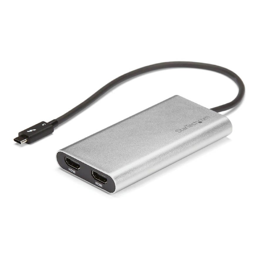 StarTech.com Thunderbolt to Dual HDMI 2.0 Adapter, Dual 4K 60Hz Thunderbolt to HDMI Converter, 2x HDMI Monitor Video Display Adapter, Thunderbolt Certified - Mac & Windows