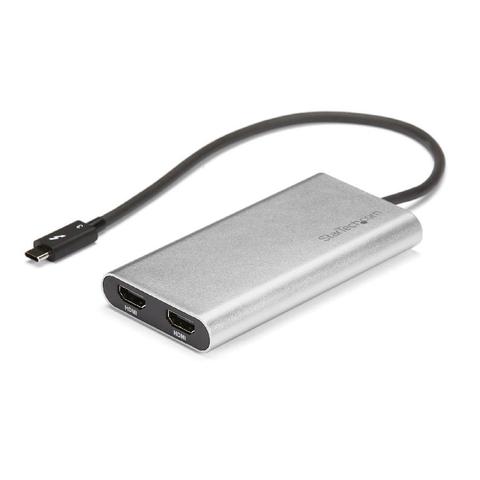StarTech.com Thunderbolt to Dual HDMI 2.0 Adapter, Dual 4K 60Hz Thunderbolt to HDMI Converter, 2x HDMI Monitor Video Display Adapter, Thunderbolt Certified - Mac & Windows