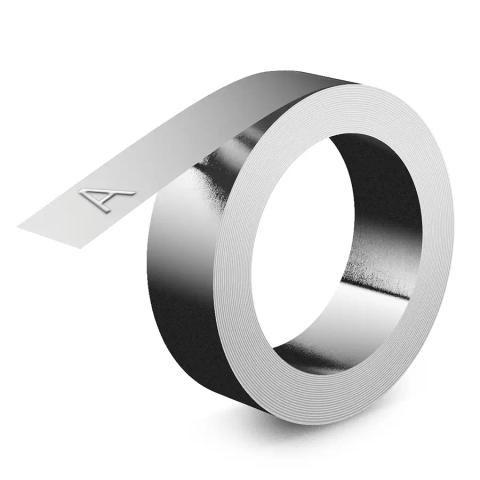 DYMO Non-Adhesive Aluminium Embossing Tape | 12 mm x 4.8 m | Compatible with the Rhino M1011 Embosser | Weather Resistant | Ideal for DIY & Construction | Made in Europe