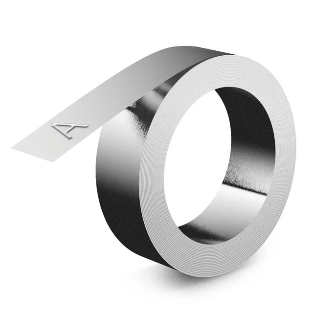 DYMO Non-Adhesive Aluminium Embossing Tape | 12 mm x 4.8 m | Compatible with the Rhino M1011 Embosser | Weather Resistant | Ideal for DIY & Construction | Made in Europe