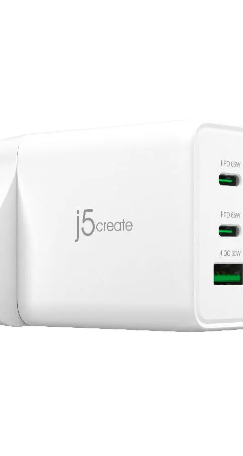 j5create JUP3365F-FN 65W GaN USB-C® 3-Port Charger - UK
