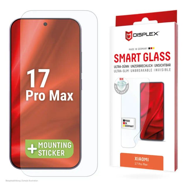 Displex Smart Glass (9H) for Xiaomi 17 Pro Max, Mounting Sticker, unbreakable