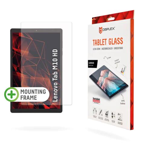Displex Tablet Glass (9H) for Tab M10 HD, Eco Mounting Frame, unbreakable, ultra-slim, invisible