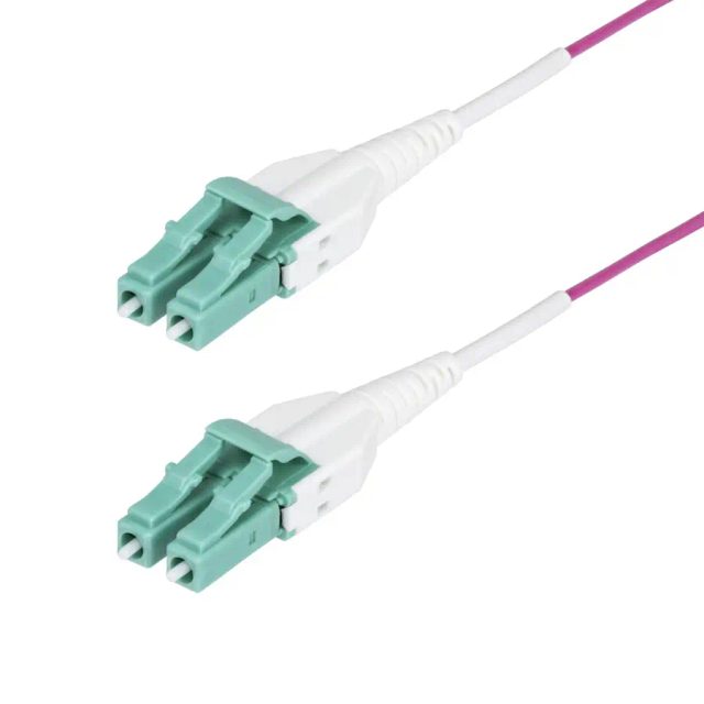 StarTech.com 10m (33ft) LC to LC (UPC) OM4 Multimode Fiber Optic Cable, Erika Violet, 50/125µm, 40G/100G, LOMMF/VCSEL, Uniboot Fiber Jumper Cord, OFNR Riser Rated