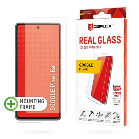 Displex Screen Protector (10H) for Google Pixel 8a, Eco Mounting Frame, scratch resistant