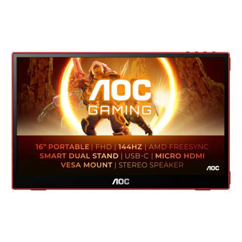 AOC 16G3 portable TV/monitor Portable monitor Black, Red 39.6 cm (15.6") TFT 1920 x 1080 pixels