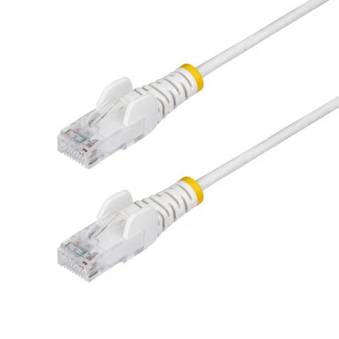 StarTech.com 25cm White Slim CAT6 Ethernet Cable, Snagless, 100W PoE, UTP, LSZH, 28AWG Pure Bare Copper Wire, Slim RJ45 Network Patch Cord w/Strain Reliefs, Individually Tested