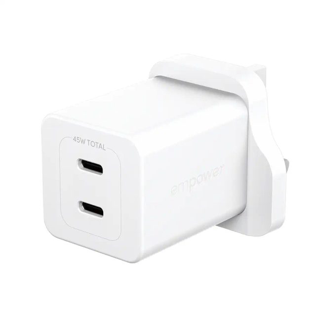 PanzerGlass empower™ by ® Turbo 45W Charger incl. 2 x USB-C | UK Plug | Silver White