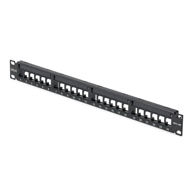 StarTech.com 24 Port 1U Blank Keystone Patch Panel with Cable Management Bar, Rackmount Cat6 Patch Panel for RJ45 UTP Ethernet Network Jacks