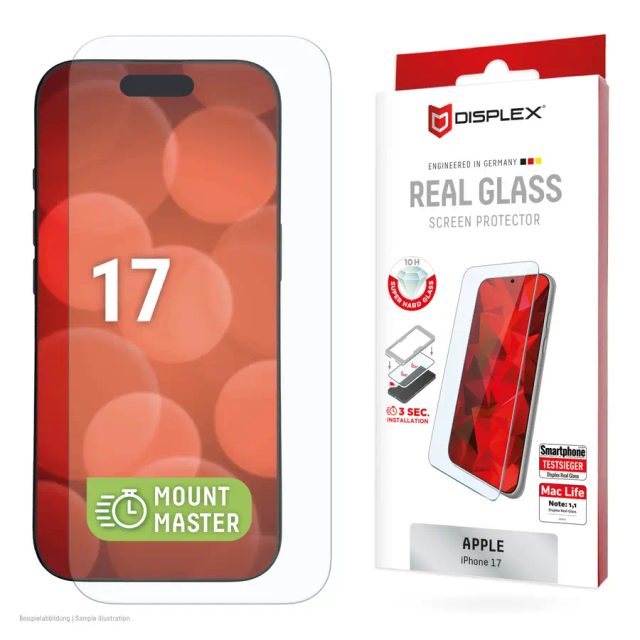Displex Screen Protector (10H) for Apple iPhone 17, scratch resistant