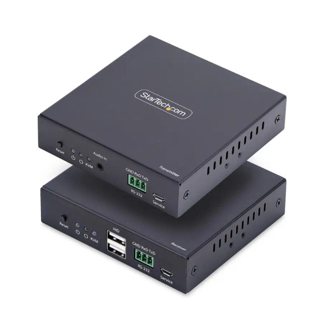 StarTech.com HDMI KVM Extender Over IP Network, 4K 60Hz, Driverless, HDMI and USB Over Ethernet/CAT6, AVoIP, Transmitter and Receiver Kit, Includes Mounting Kits