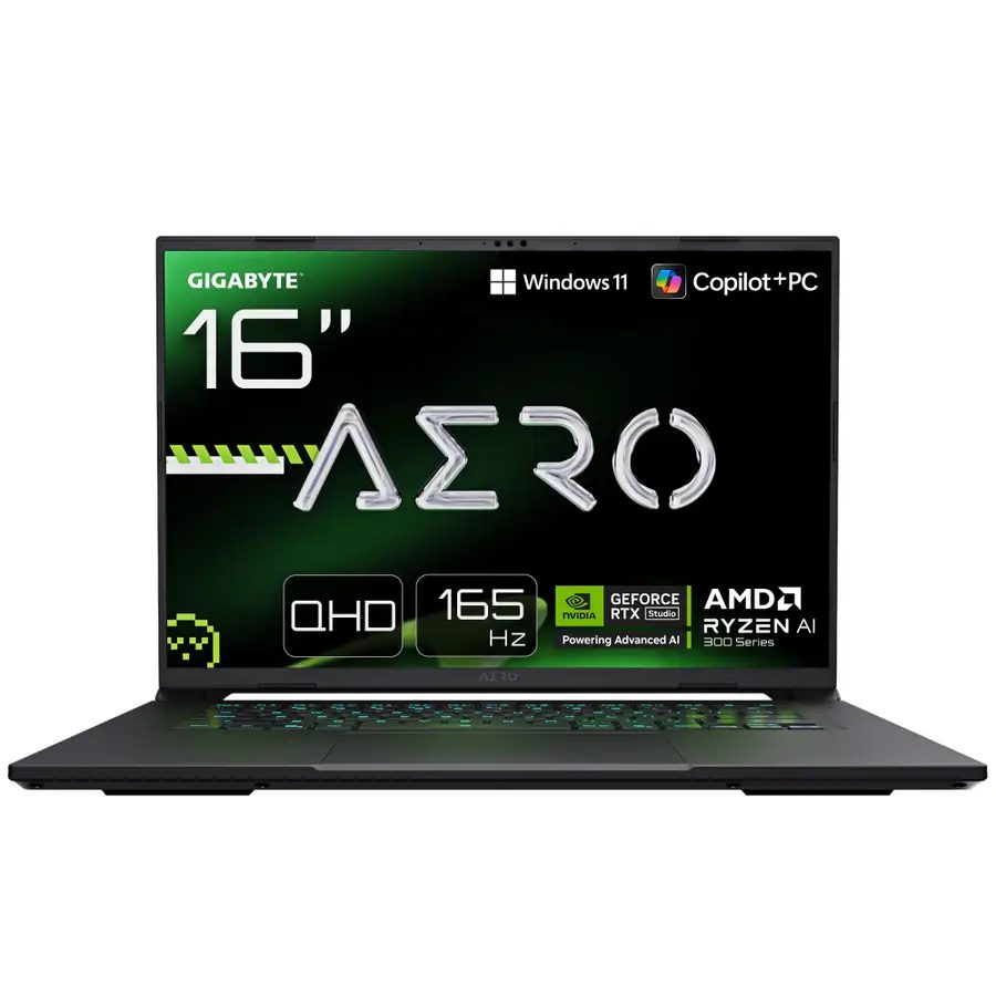 GIGABYTE AERO X16 1VH93DEC64AH laptop Copilot+ PC AMD Ryzen™ AI 7 350 40.6 cm (16") WQXGA 32 GB DDR5-SDRAM 1 TB SSD NVIDIA GeForce RTX 5060 Wi-Fi 6E (802.11ax) Windows 11 Home German Grey