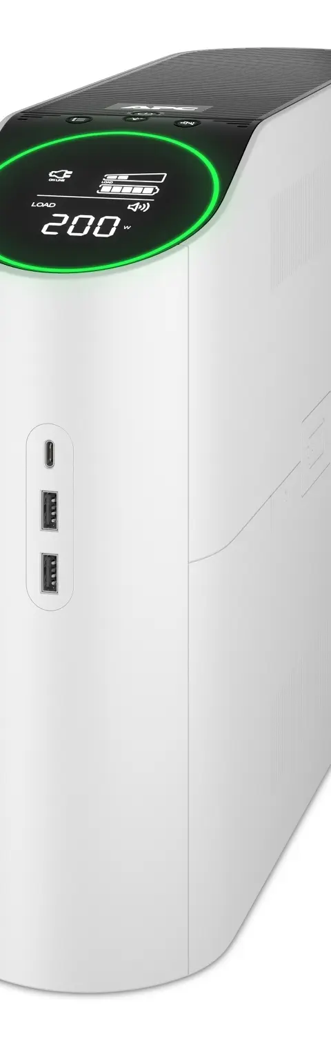 APC Back-UPS Pro, 2200VA/1320W, Tower, 230V, 4x Schuko and 2x IEC C13 outlets, RGB Lights, Pure Sine Wave, Arctic (White)