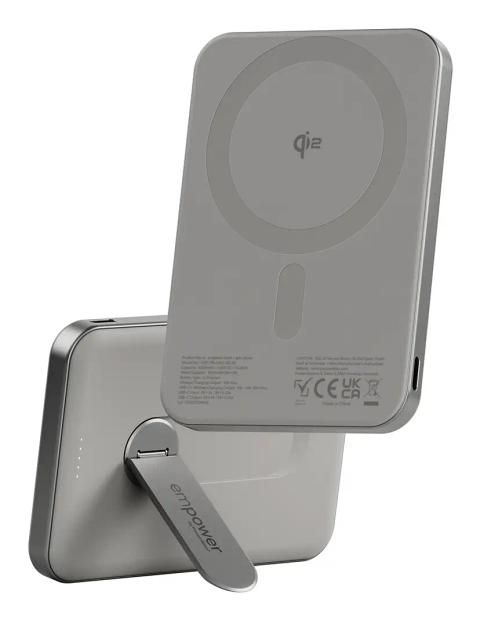 PanzerGlass empower™ by ® empower™ Bank w. Spin Stand | 5000mAh | Titanium Wireless charging