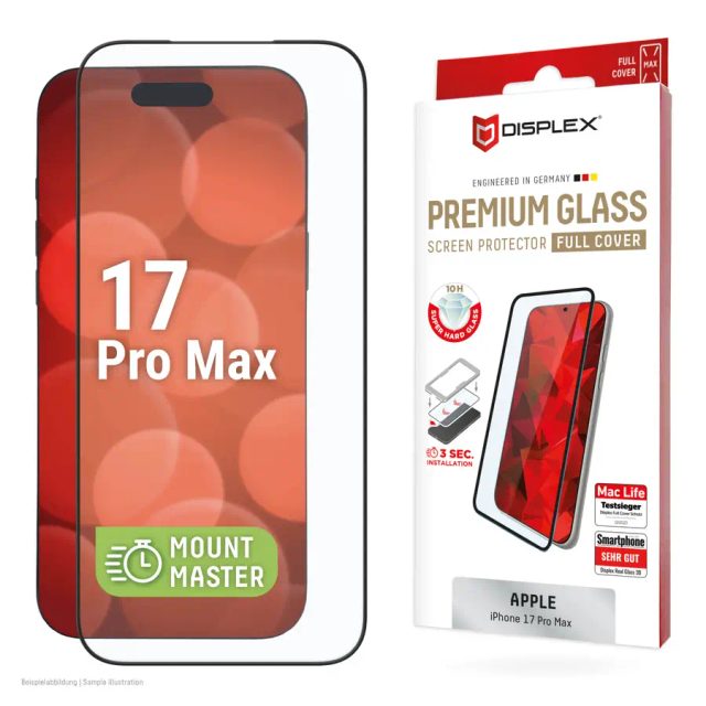 Displex Premium Screen Protector (Full Cover, 10H) for Apple iPhone 17 Pro Max, Full Cover
