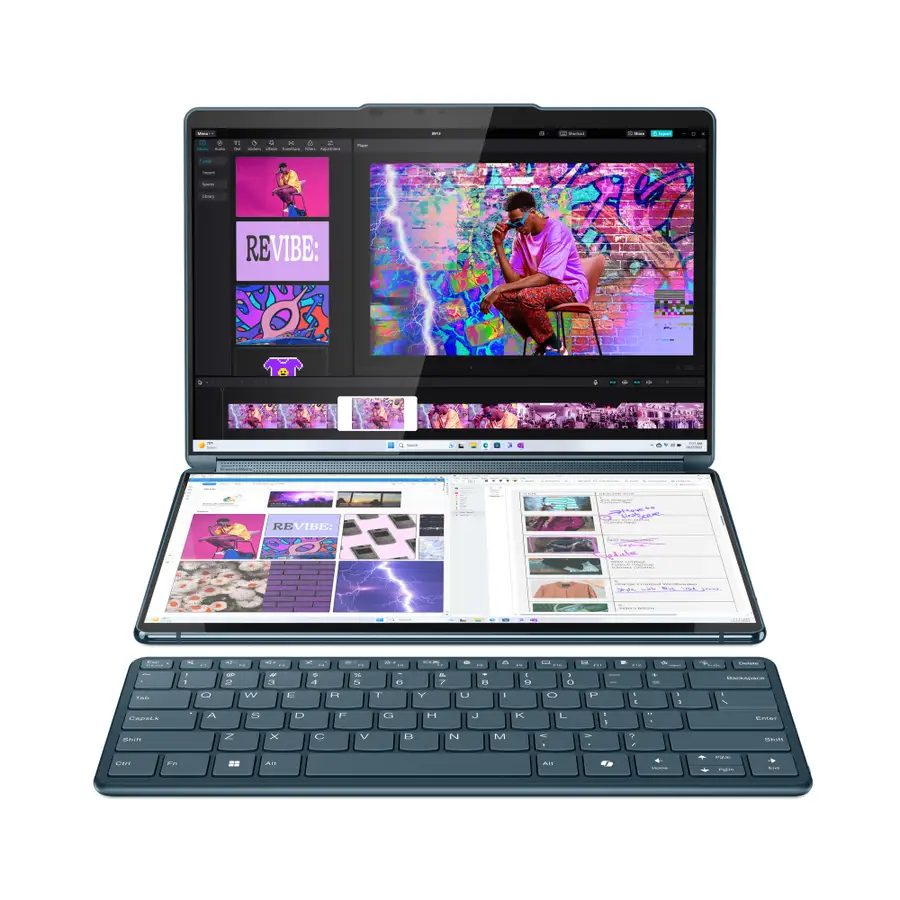 Lenovo Yoga Book 9 13IMU9 Intel Core Ultra 7 155U Hybrid (2-in-1) 33.8 cm (13.3") Touchscreen 2.8K 16 GB LPDDR5x-SDRAM 1 TB SSD Wi-Fi 6E (802.11ax) Windows 11 Home German Teal