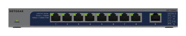 NETGEAR GS108MX-100EUS network switch Unmanaged L2 Gigabit Ethernet (10/100/1000) Desktop/Wall-Mounting