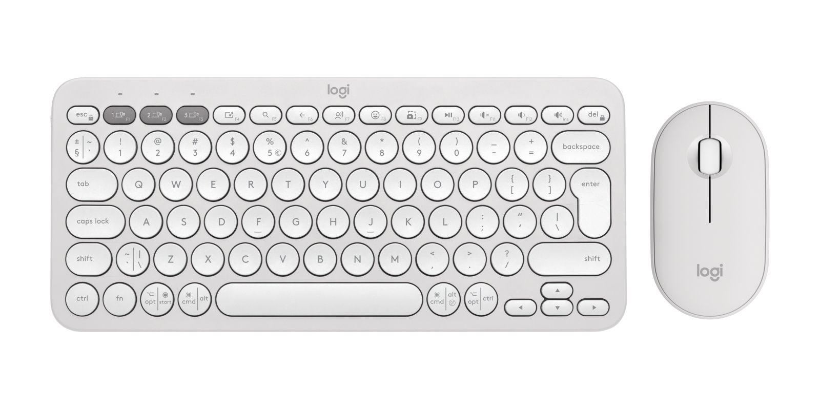 Logitech 920-012240 keyboard Mouse included Universal RF Wireless + Bluetooth QWERTY US International White