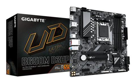 GIGABYTE B650M D3HP Motherboard - AMD Ryzen 9000 Series CPUs, 5+2+2 Phases VRM, up to 7600MHz DDR5 (OC), 2xPCIe 4.0 M.2, 2.5GbE LAN, USB 3.2 Gen 1