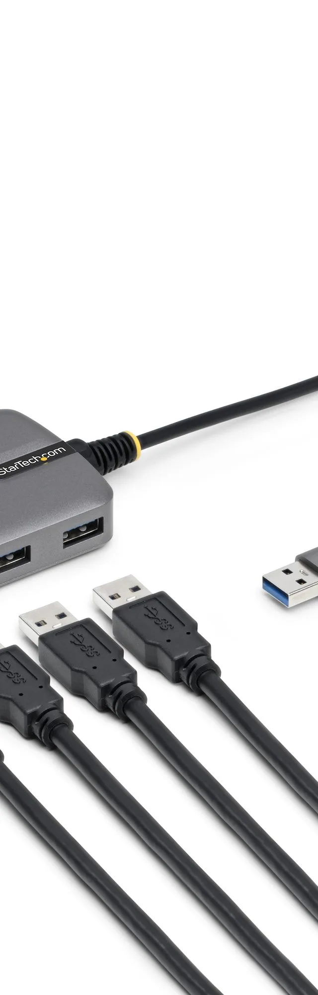 StarTech.com 4-Port USB-A Hub, 5Gbps, Bus Powered, USB-A to 4x USB-A Hub with USB-C Auxiliary Power Input, 1ft/30cm Host Cable, Portable Desktop/Laptop USB Hub