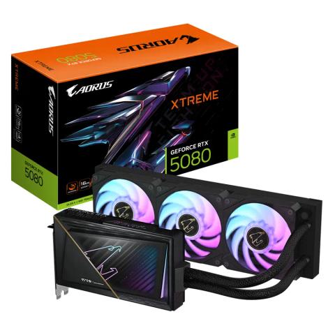 GIGABYTE AORUS GeForce RTX 5080 XTREME WATERFORCE 16G Graphics Card - 16GB GDDR7, 256bit, PCI-E 5.0, 2805MHz Core Clock, 3 x DP 2.1a, 1 x HDMI 2.1b, NVIDIA DLSS 4, GV-N5080AORUSX W-16GD