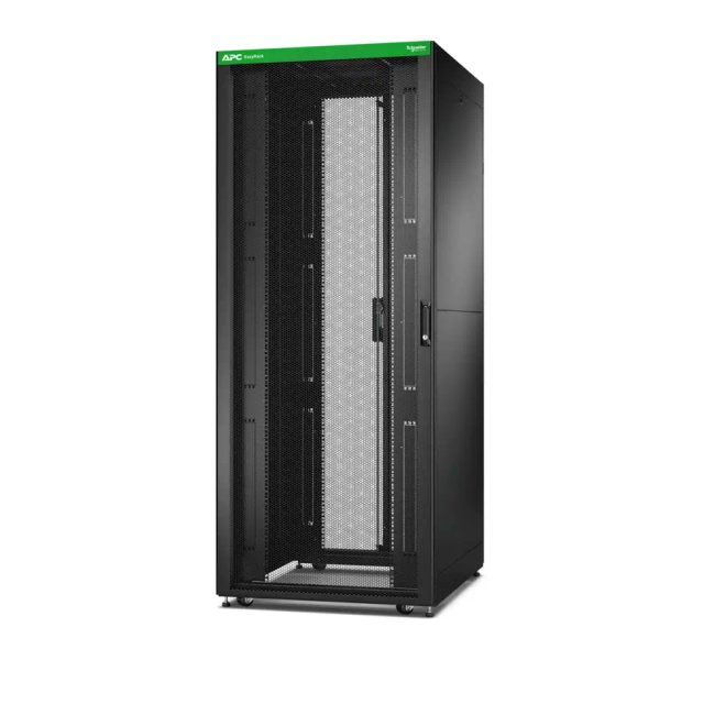APC Easy Rack, 42U, Black, With Roof, Castors, Feet, 4 Brackets, and Side Panels, No Bottom, 1991H x 800W x 1000D mm