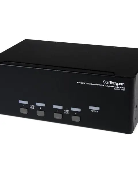 StarTech.com 4 Port Triple Monitor DVI USB KVM Switch with Audio & USB 2.0 Hub