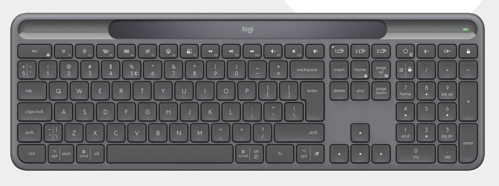 Logitech Signature Slim Solar+ K980 for Business keyboard Universal RF Wireless + Bluetooth Swiss Graphite