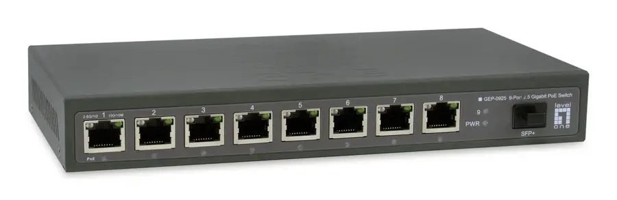 LevelOne GEP-0925 network switch Unmanaged 2.5G Ethernet (100/1000/2500) Power over Ethernet (PoE) Black