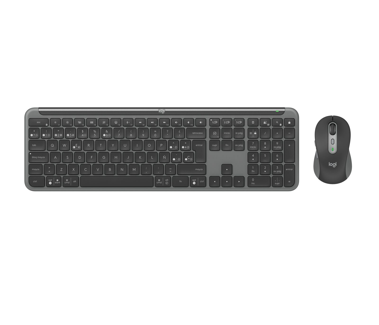 Logitech 920-012486 keyboard Mouse included Office RF Wireless + Bluetooth QWERTY Spanish Graphite