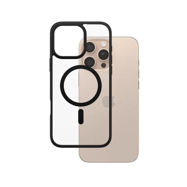 PanzerGlass ® HardCase Transparent w. Black MagSafe & Frame iPhone 16 Pro Max