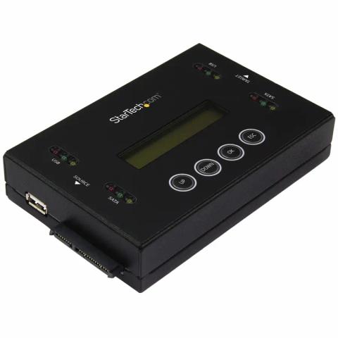 StarTech.com 1:1 Standalone Hard Drive Duplicator & Eraser, USB Thumb Drive and SATA HDD/SSD Disk Cloner & Eraser, LCD display, TAA Compliant, OS Independent
