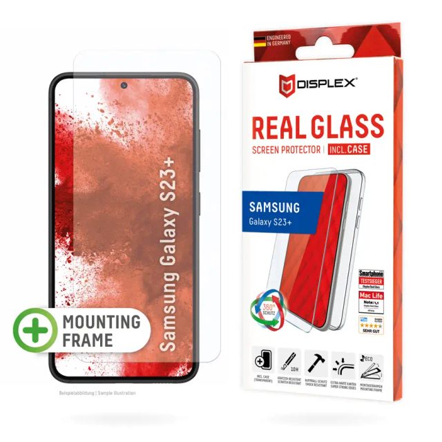 Displex Screen Protector + Case for Samsung Galaxy S22+/S23+, Eco Mounting Frame, scratch resistant