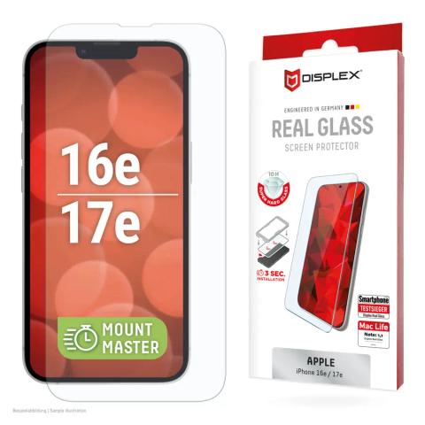 Displex Screen Protector (10H) for Apple iPhone 16e/17e, scratch resistant