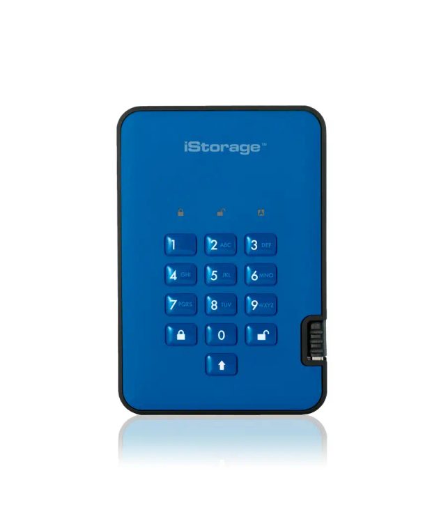 iStorage diskAshur² SSD 512GB Blue | Secure Portable Solid State Drive |AES-XTS 256-bit Hardware Encryption | PIN protected | OS & Platform Independent | TAA Compliant |Brute force hack defence | Dust/Water Resistant