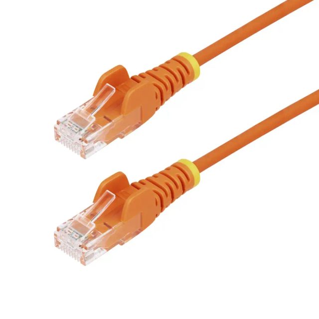 StarTech.com 7m Orange Slim CAT6 Ethernet Cable, Snagless, 100W PoE, UTP, LSZH, 28AWG Pure Bare Copper Wire, Slim RJ45 Network Patch Cord w/Strain Reliefs, Individually Tested