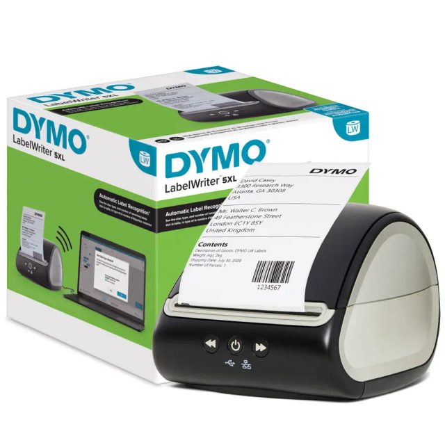 DYMO LabelWriter 5XL Label Printer | Automatic Label Recognition Label Maker | Prints Extra-Wide Shipping Labels from AmazonDHL & More | Perfect for eCommerce Sellers | EU 2 Pin Plug