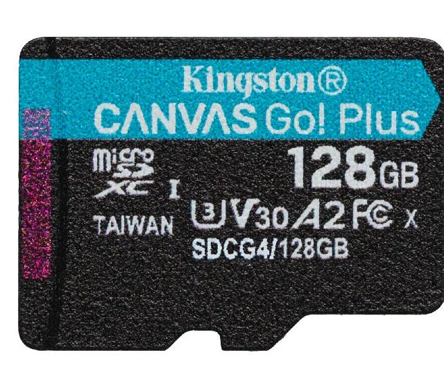 Kingston Technology 128GB microSDXC Canvas Go Plus Gen4 200R A2 U3 Single Pack w/o ADP