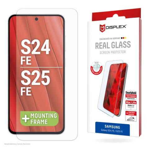 Displex Screen Protector (10H) for Samsung Galaxy S25 FE/S24 FE, Eco Mounting Frame, scratch resistant