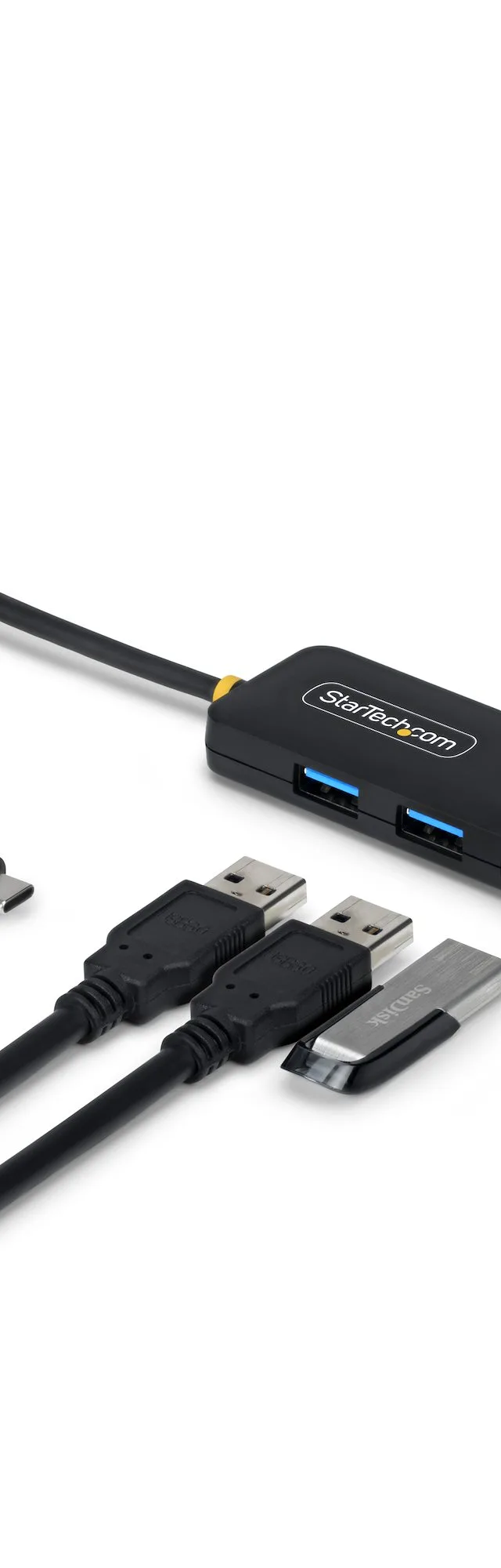 StarTech.com 4-Port USB-C Hub, 5Gbps, Bus Powered, USB-C to 4x USB-A Mini Hub, Extra Long 2ft/61cm Host Cable, PCR Plastic, Portable Desktop / Laptop USB Hub